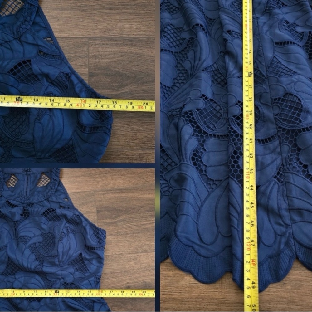 Lilly Pulitzer “Denise” Navy Blue Floral Eyelet Lace Midi Dress - Picture 10 of 11